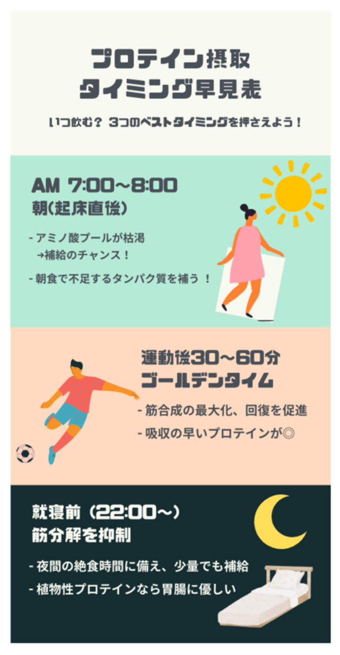プロテイン摂取タイミング早見表